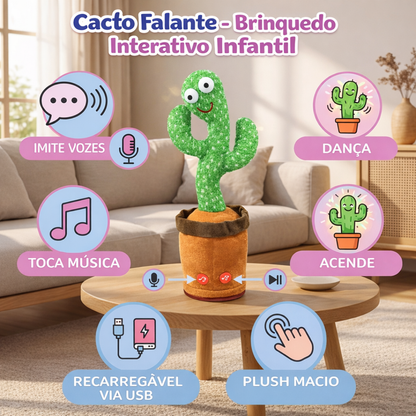 Cacto Falante Dançante Interativo com Luz LED