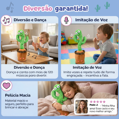 Cacto Falante Dançante Interativo com Luz LED