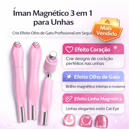 Caneta Magnética para Unhas – Efeito Olho de Gato 3 em 1