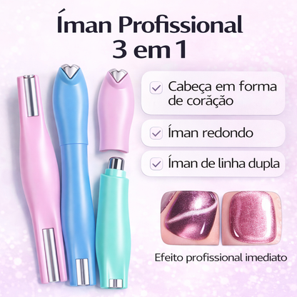Caneta Magnética para Unhas – Efeito Olho de Gato 3 em 1